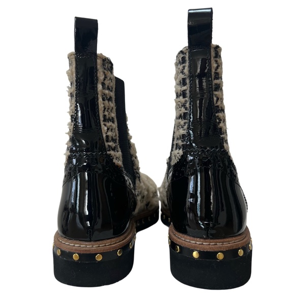 Free People Atlas Chelsea Boots - Cream Textile, Black Patent - Size EU 37 - Picture 6 of 10